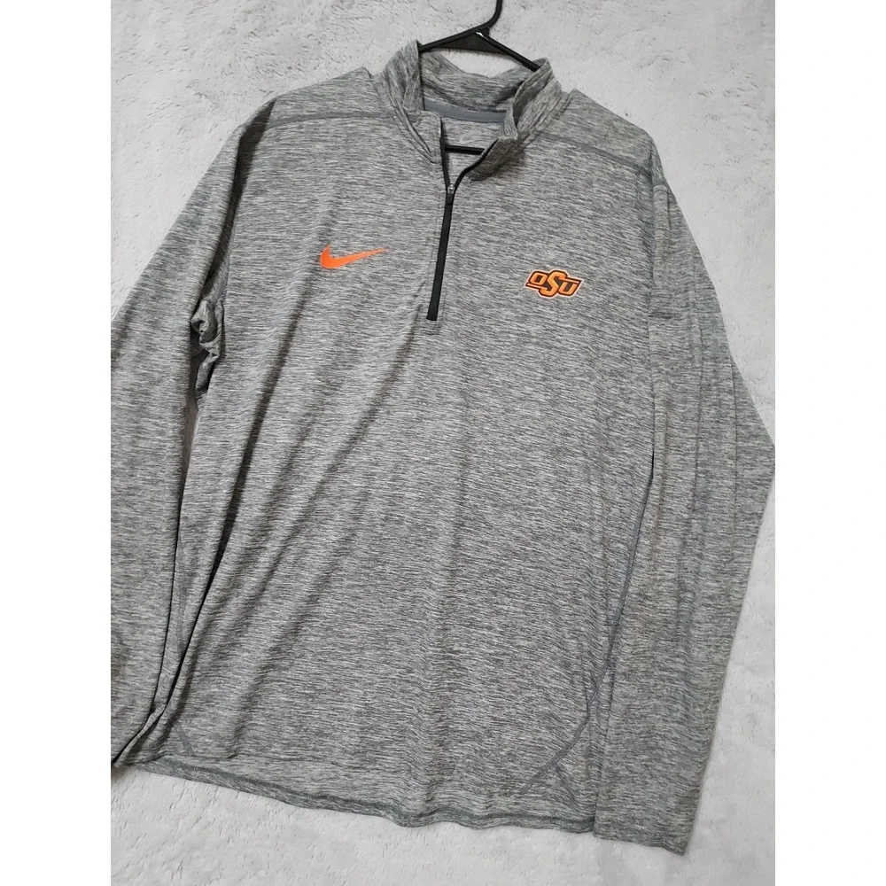 Oklahoma State University Pullover Mens XL Nike Pullover OSU NCAA Gray Dri Fit